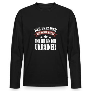 Ukraine Tryzub Ukrainisches Wappen Kiew Geschenk - Männer Premium Bio Langarmshirt - Schwarz - Vorne - Nico (187cm)