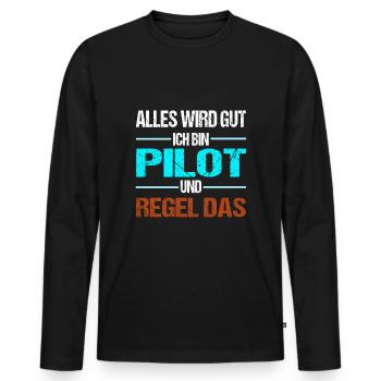 Pilot Ich Regel Das Co-Pilot Piloten Geschenk - Männer Premium Bio Langarmshirt - Schwarz - Vorne - Nico (187cm)