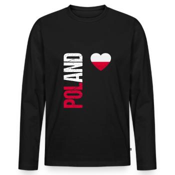 Poland Fußball Trikot Polska Outfit Geschenk - Männer Premium Bio Langarmshirt - Schwarz - Vorne - Nico (187cm)