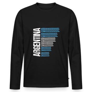 Argentina Football Jersey Argentina Gift - Men's Premium Organic Long Sleeve Shirt - black - Front - Nico (187cm)