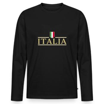 Italia Fußball Trikot Italien Geschenk Soccer - Männer Premium Bio Langarmshirt - Schwarz - Vorne - Nico (187cm)