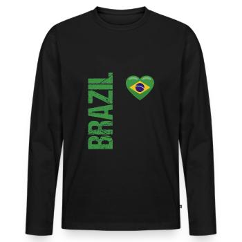 Brazil Flagge Brasilien Fußball Trikot Geschenk - Männer Premium Bio Langarmshirt - Schwarz - Vorne - Nico (187cm)
