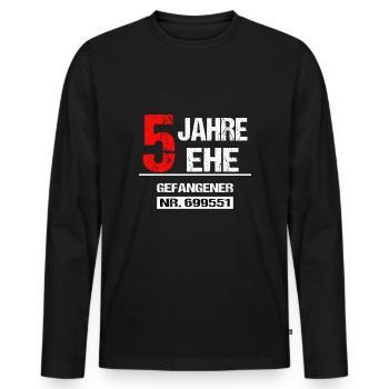 5 Jahre Ehe Gefangener Verheiratet Hochzeitstag - Männer Premium Bio Langarmshirt - Schwarz - Vorne - Nico (187cm)