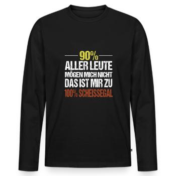 90% der Leute mögen mich nicht das ist mir egal - Männer Premium Bio Langarmshirt - Schwarz - Vorne - Nico (187cm)