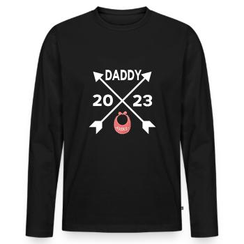 daddy 2023 daddy pregnancy birth girl father - Men's Premium Organic Long Sleeve Shirt - black - Front - Nico (187cm)