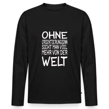 Orientierungssinn Mehr Von Der Welt Wandern Urlaub - Männer Premium Bio Langarmshirt - Schwarz - Vorne - Nico (187cm)