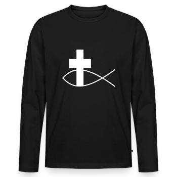 Christliches Symbol Kreuz Christus Gospel Jesus - Männer Premium Bio Langarmshirt - Schwarz - Vorne - Nico (187cm)