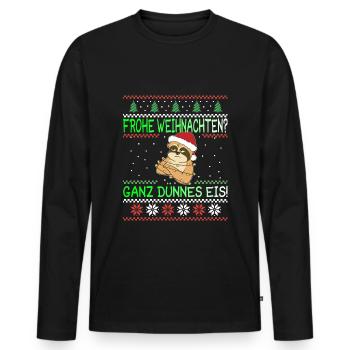 Frohe Weihnachten Dünnes Eis Faultier Geschenk - Männer Premium Bio Langarmshirt - Schwarz - Vorne - Nico (187cm)