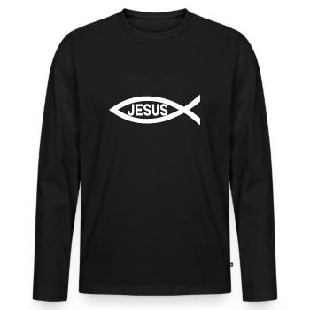 Christliches Symbol Jesus Kreuz Christus Gospel - Männer Premium Bio Langarmshirt - Schwarz - Vorne - Nico (187cm)