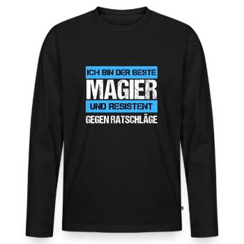 Mage résistant - T-shirt manches longues Premium bio Homme - noir - Devant - Nico (187cm)