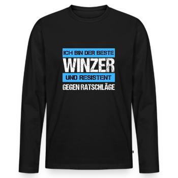Vigneron résistant - T-shirt manches longues Premium bio Homme - noir - Devant - Nico (187cm)