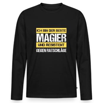 Mage résistant - T-shirt manches longues Premium bio Homme - noir - Devant - Nico (187cm)