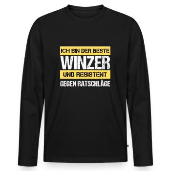 Vigneron résistant - T-shirt manches longues Premium bio Homme - noir - Devant - Nico (187cm)