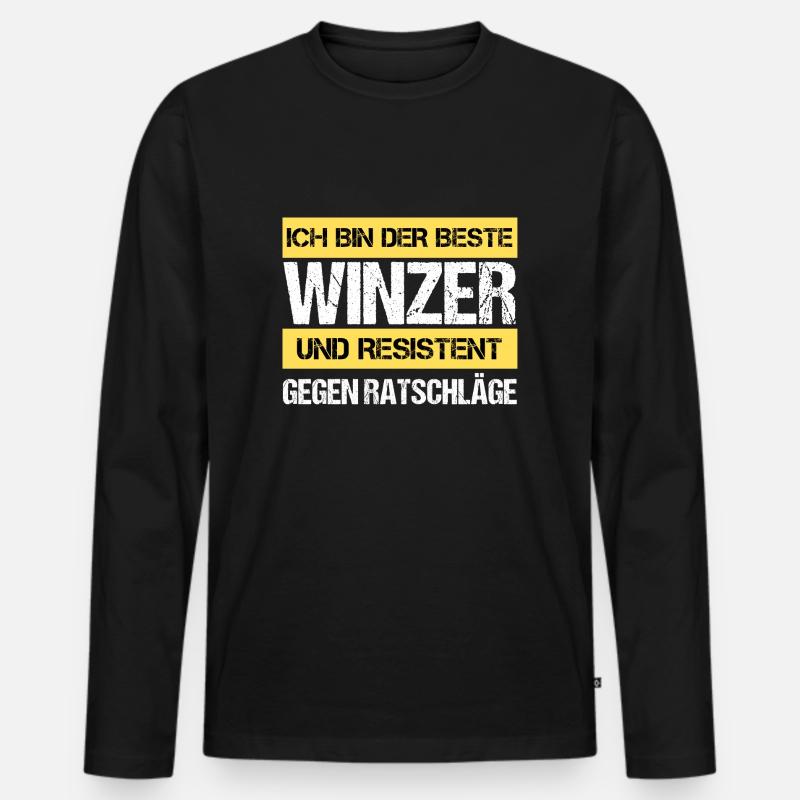 Resistenter Winzer - Männer Premium Bio Langarmshirt - Schwarz
