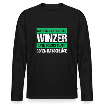 Vigneron résistant - T-shirt manches longues Premium bio Homme - noir - Devant - Nico (187cm)