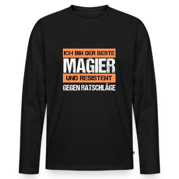 Mage résistant - T-shirt manches longues Premium bio Homme - noir - Devant - Nico (187cm)