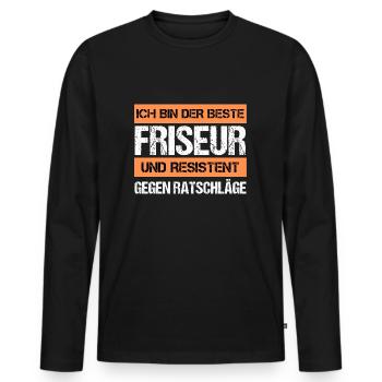 Coiffeur résistant - T-shirt manches longues Premium bio Homme - noir - Devant - Nico (187cm)