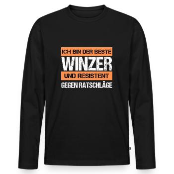 Vigneron résistant - T-shirt manches longues Premium bio Homme - noir - Devant - Nico (187cm)