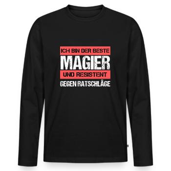 Mage résistant - T-shirt manches longues Premium bio Homme - noir - Devant - Nico (187cm)