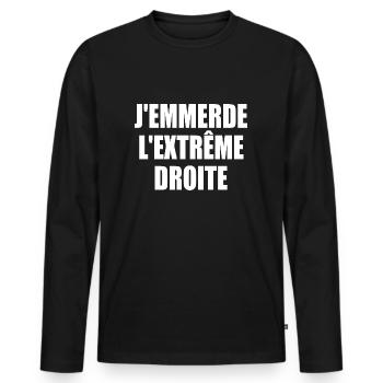 j'emmerde l'extreme droite - T-shirt manches longues Premium bio Homme - noir - Devant - Nico (187cm)