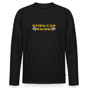 Stock Car Racing yellow logo distressed with flags - Men's Premium Organic Long Sleeve Shirt - black - Front - Nico (187cm)