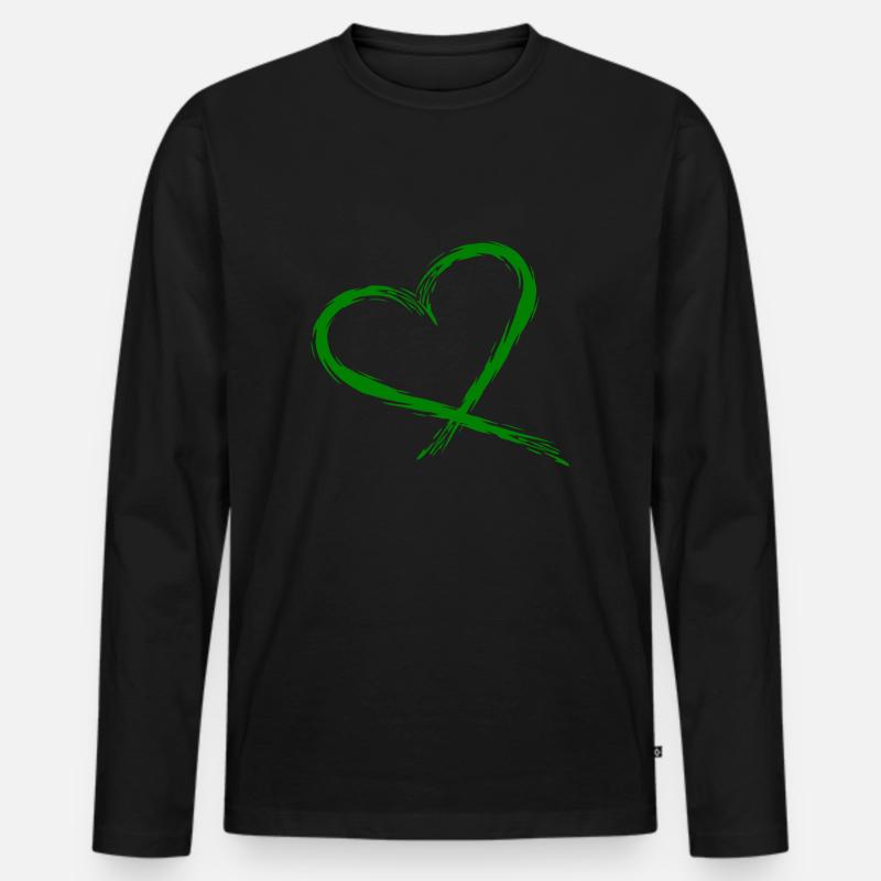 Herz Design Vektor - Männer Premium Bio Langarmshirt - Schwarz