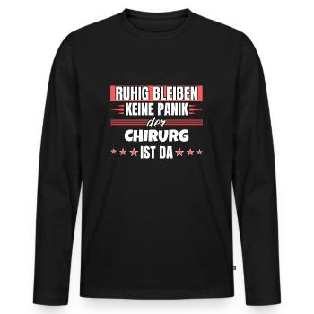 Ruhig bleiben ich bin Chirurg - Männer Premium Bio Langarmshirt - Schwarz - Vorne - Nico (187cm)