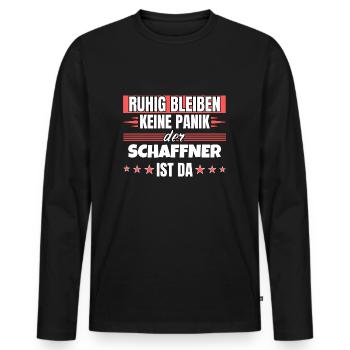 Ruhig bleiben ich bin Schaffner - Männer Premium Bio Langarmshirt - Schwarz - Vorne - Nico (187cm)