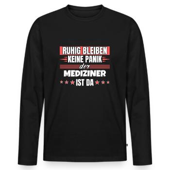 Ruhig bleiben ich bin Mediziner - Männer Premium Bio Langarmshirt - Schwarz - Vorne - Nico (187cm)