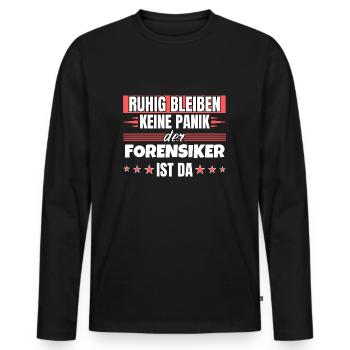 Ruhig bleiben ich bin Forensiker - Männer Premium Bio Langarmshirt - Schwarz - Vorne - Nico (187cm)