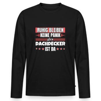 Ruhig bleiben ich bin Dachdecker - Männer Premium Bio Langarmshirt - Schwarz - Vorne - Nico (187cm)