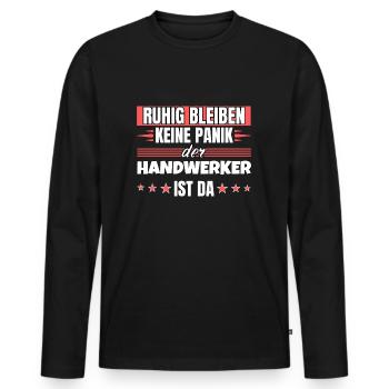 Ruhig bleiben ich bin Handwerker - Männer Premium Bio Langarmshirt - Schwarz - Vorne - Nico (187cm)