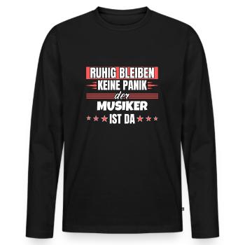 Ruhig bleiben ich bin Musiker - Männer Premium Bio Langarmshirt - Schwarz - Vorne - Nico (187cm)
