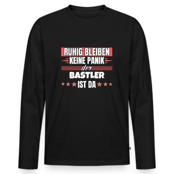 Ruhig bleiben ich bin Bastler - Männer Premium Bio Langarmshirt - Schwarz - Vorne - Nico (187cm)