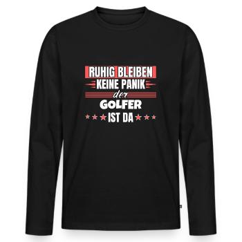 Ruhig bleiben ich bin Golfer - Männer Premium Bio Langarmshirt - Schwarz - Vorne - Nico (187cm)