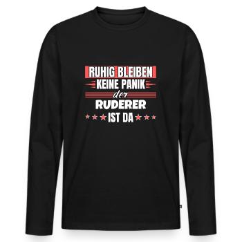 Ruhig bleiben ich bin Ruderer - Männer Premium Bio Langarmshirt - Schwarz - Vorne - Nico (187cm)