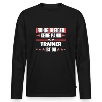 Ruhig bleiben ich bin Trainer - Männer Premium Bio Langarmshirt - Schwarz - Vorne - Nico (187cm)