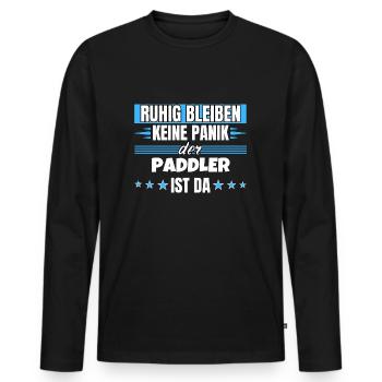 Ruhig bleiben ich bin Paddler - Männer Premium Bio Langarmshirt - Schwarz - Vorne - Nico (187cm)