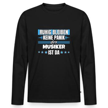 Ruhig bleiben ich bin Musiker - Männer Premium Bio Langarmshirt - Schwarz - Vorne - Nico (187cm)