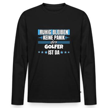Ruhig bleiben ich bin Golfer - Männer Premium Bio Langarmshirt - Schwarz - Vorne - Nico (187cm)