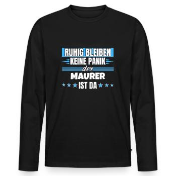 Ruhig bleiben ich bin Maurer - Männer Premium Bio Langarmshirt - Schwarz - Vorne - Nico (187cm)