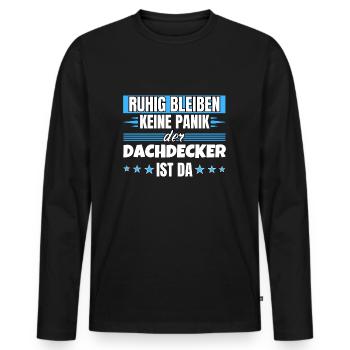 Ruhig bleiben ich bin Dachdecker - Männer Premium Bio Langarmshirt - Schwarz - Vorne - Nico (187cm)