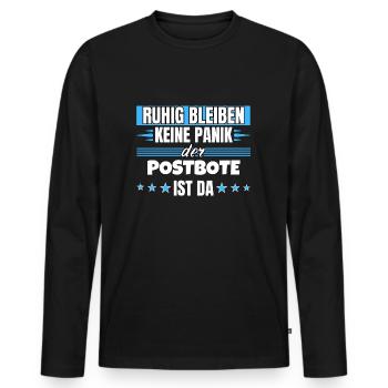 Ruhig bleiben ich bin Postbote - Männer Premium Bio Langarmshirt - Schwarz - Vorne - Nico (187cm)