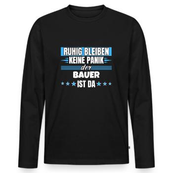 Ruhig bleiben ich bin Bauer - Männer Premium Bio Langarmshirt - Schwarz - Vorne - Nico (187cm)