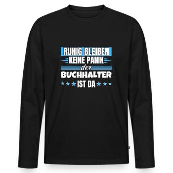 Ruhig bleiben ich bin Ruhig bleiben ich bin - Männer Premium Bio Langarmshirt - Schwarz - Vorne - Nico (187cm)