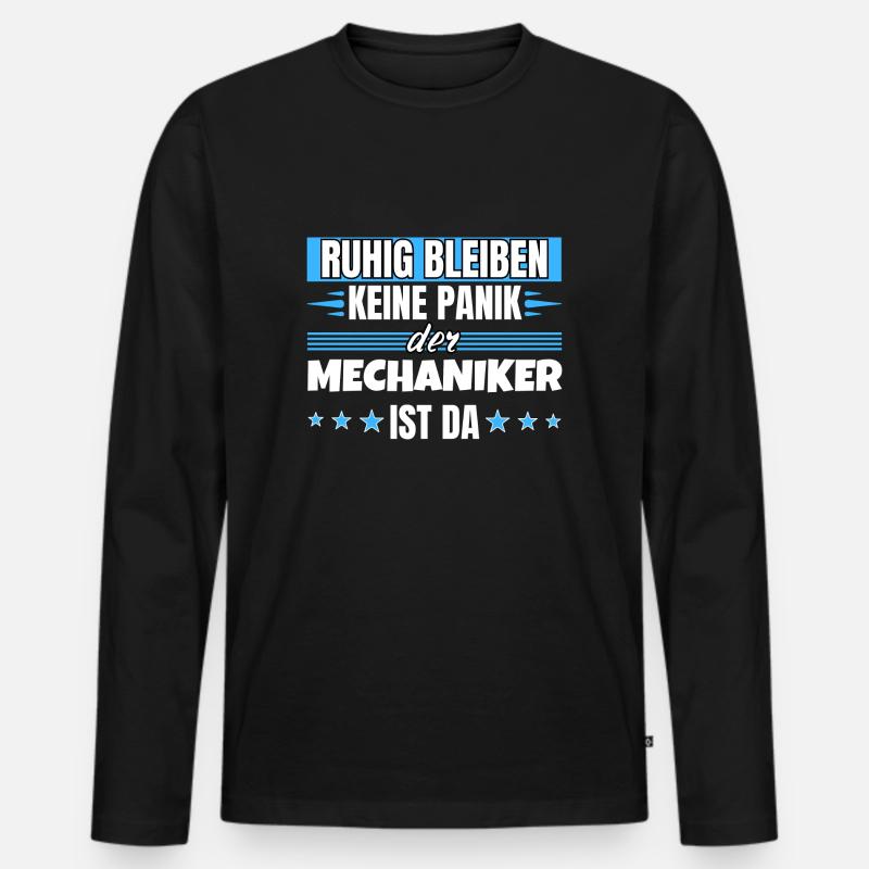Ruhig bleiben ich bin Mechaniker - Männer Premium Bio Langarmshirt - Schwarz