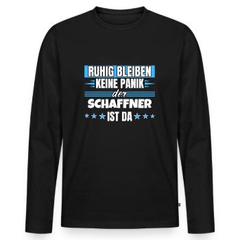 Ruhig bleiben ich bin Schaffner - Männer Premium Bio Langarmshirt - Schwarz - Vorne - Nico (187cm)