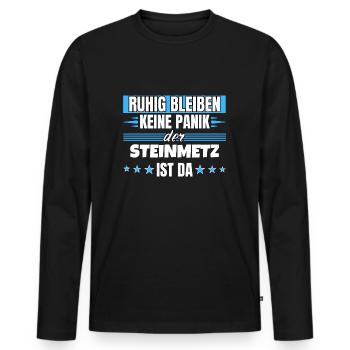 Ruhig bleiben ich bin Steinmetz - Männer Premium Bio Langarmshirt - Schwarz - Vorne - Nico (187cm)