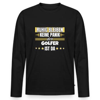 Ruhig bleiben ich bin Golfer - Männer Premium Bio Langarmshirt - Schwarz - Vorne - Nico (187cm)