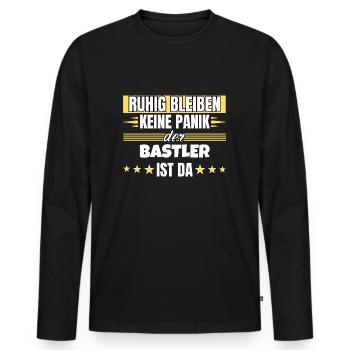 Ruhig bleiben ich bin Bastler - Männer Premium Bio Langarmshirt - Schwarz - Vorne - Nico (187cm)